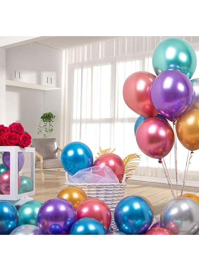 Halamodo 50Pcs 10 Inch Metallic Latex Balloons | Decorated Party Balloons| Multicolor Assorted for Valentine’s Day Birthday Wedding Home Party Decoration | High-Gloss Foil-Look Latex Balloons | Holiday Celebration Festival Decor Set - Image 2